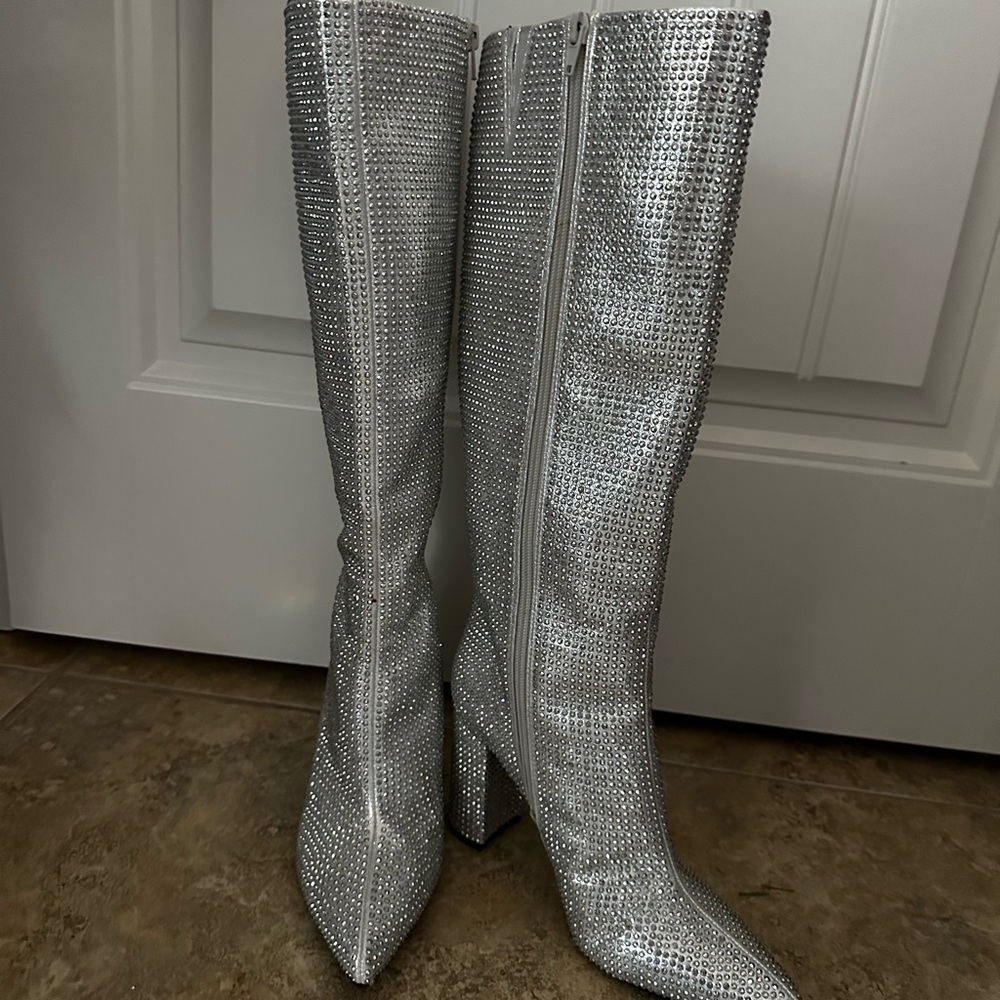 Mix No. 6 Silver Sparkle Heeled Boots